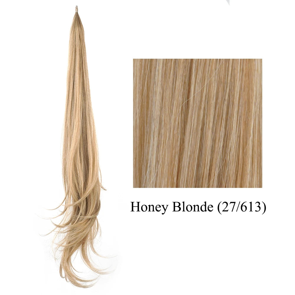 Extension de cheveux synthétiques Soowee longue et dégradée, queue de cheval blonde, cheveux flexibles, postiches