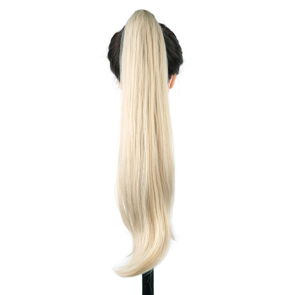 Extension de cheveux synthétiques Soowee longue et dégradée, queue de cheval blonde, cheveux flexibles, postiches