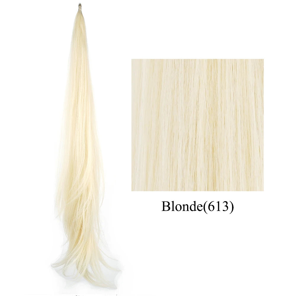 Extension de cheveux synthétiques Soowee longue et dégradée, queue de cheval blonde, cheveux flexibles, postiches