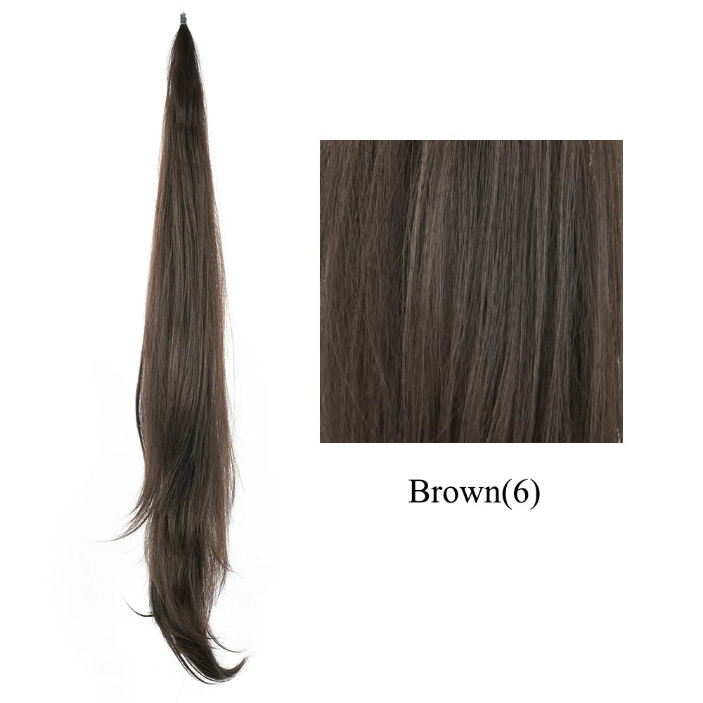 Extension de cheveux synthétiques Soowee longue et dégradée, queue de cheval blonde, cheveux flexibles, postiches