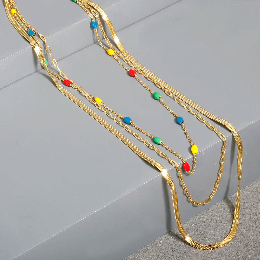 Collier délicat vintage en acier inoxydable texturé