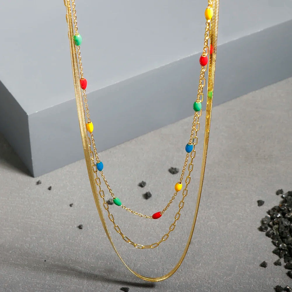 Collier délicat vintage en acier inoxydable texturé