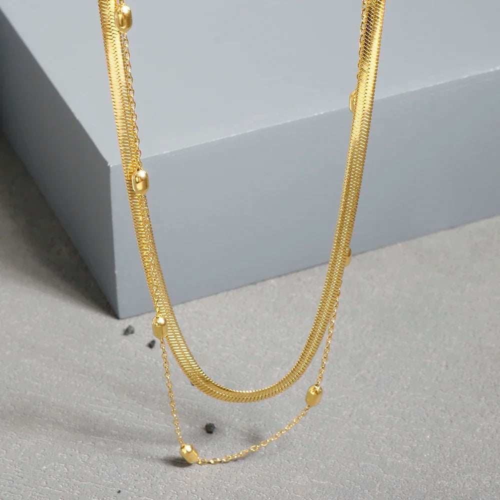 Collier délicat vintage en acier inoxydable texturé