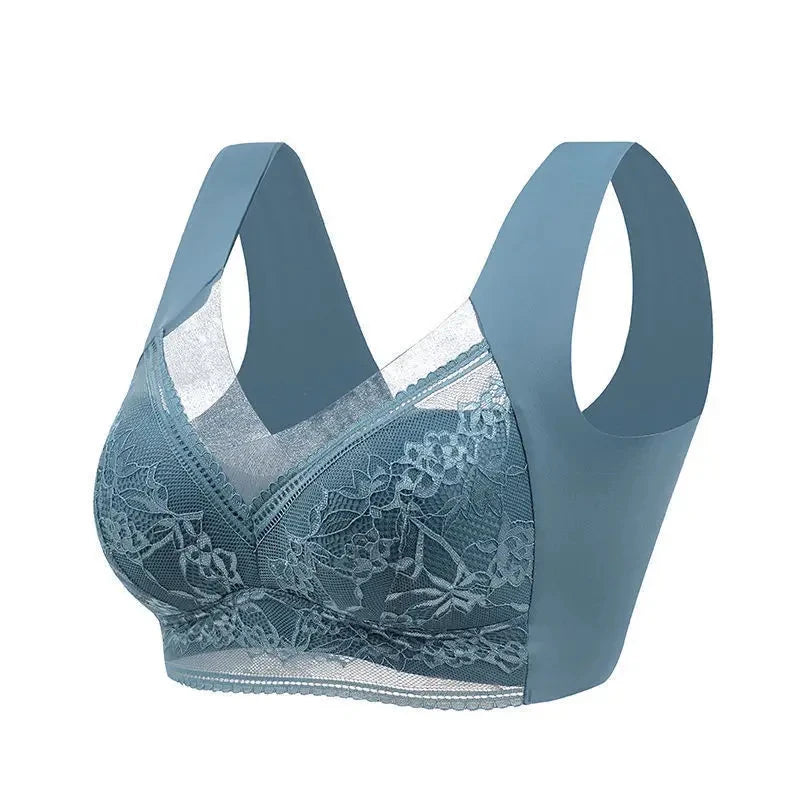 Soutiens-gorge en dentelle sexy pour femmes, soutien-gorge transparent à bonnets emboîtants, couleur unie, col en V, crop top sans coutures, push-up, lingerie respirante