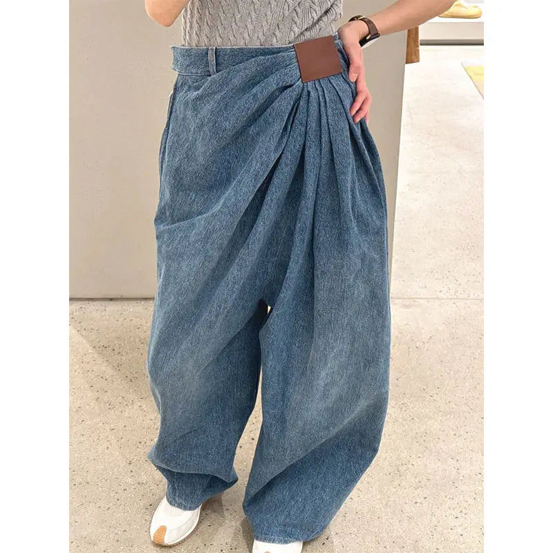 Jeans femme coupe ample grandes tailles, style streetwear décontracté, style euro-américain
